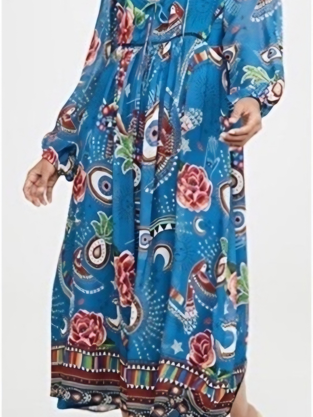 FARM Rio Teal Blue Floral & Paisley Midi Dress Size xs, PTP 16